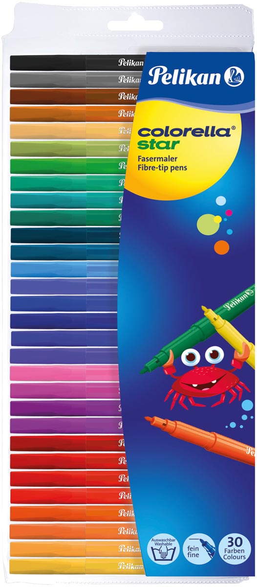 Pelikan viltstift Colorella Star, etui met 30 stuks in geassorteerde kleuren