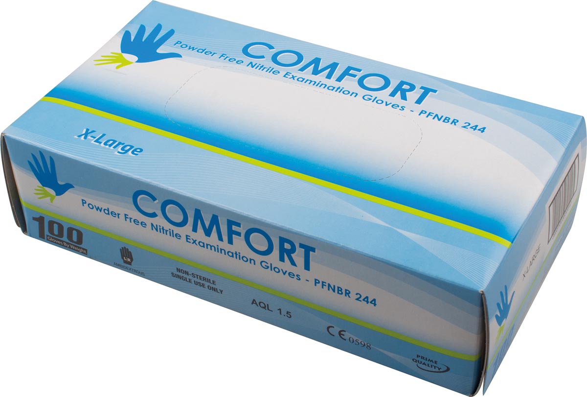 Handschoenen uit nitril, extra large, blauw, doos van 100 stuks