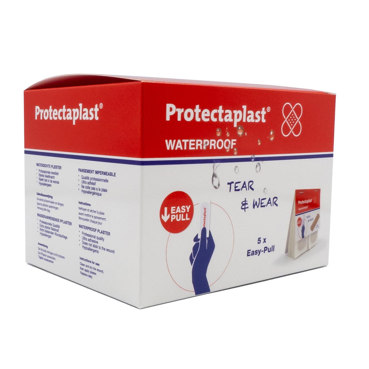 Protectaplast Tear & Wear Waterproof Easy-Pull, ft 25 x 72 mm, 5 x 40 stuks Protectaplast Tear & Wear Waterproof Easy-Pull, ft 25 x 72 mm, 5 x 40 stuks