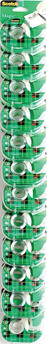 Scotch plakband Magic Tape ft 19 mm x 25 m, inclusief dispenser, clipstrip met 24 stuks