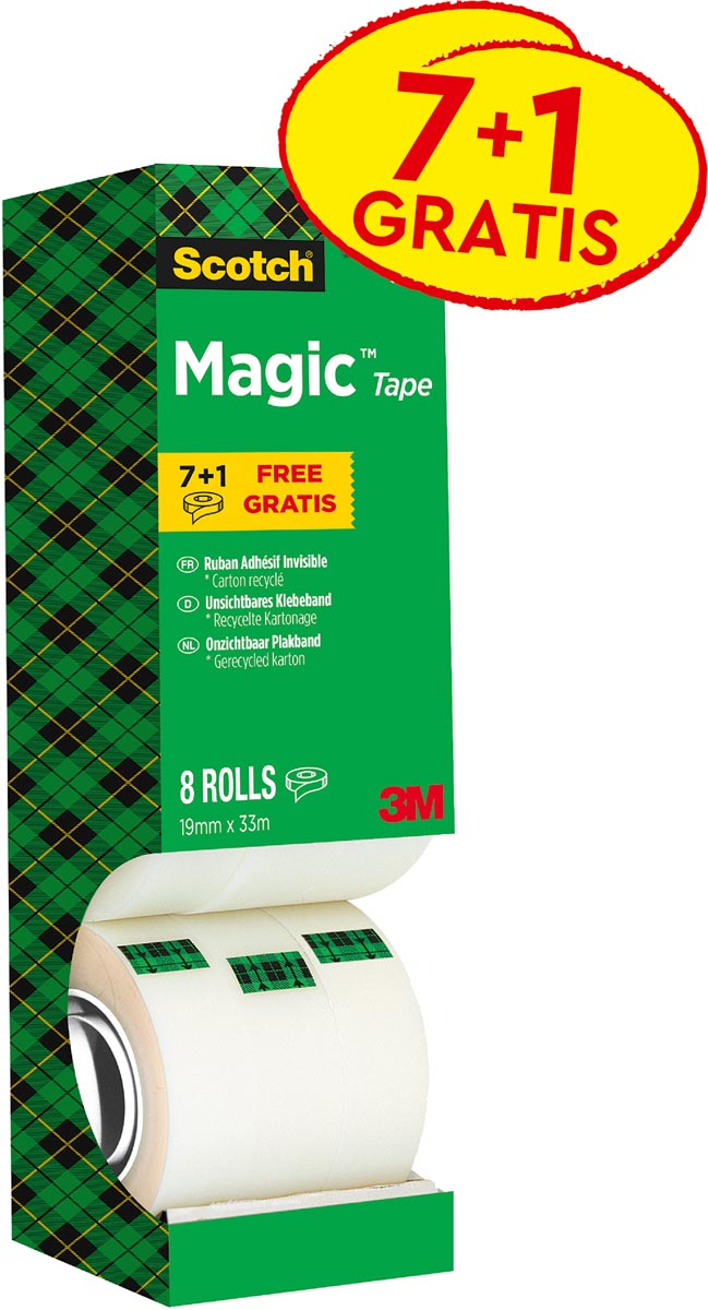 Scotch plakband Scotch Magic Tape value pack met 8 rollen waarvan 1 gratis afbeelding