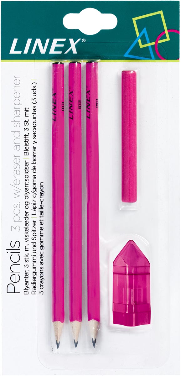 Linex schoolset potloden, roze Linex schoolset potloden, roze
