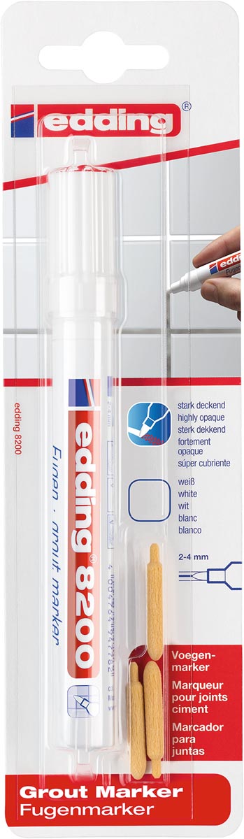 Edding voegenmarker e-8200, wit, op blister afbeelding
