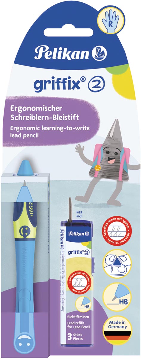 Pelikan Griffix vulpotlood, op blister, voor rechtshandigen, blauw - groen Pelikan Griffix vulpotlood, op blister, voor rechtshandigen, blauw - groen