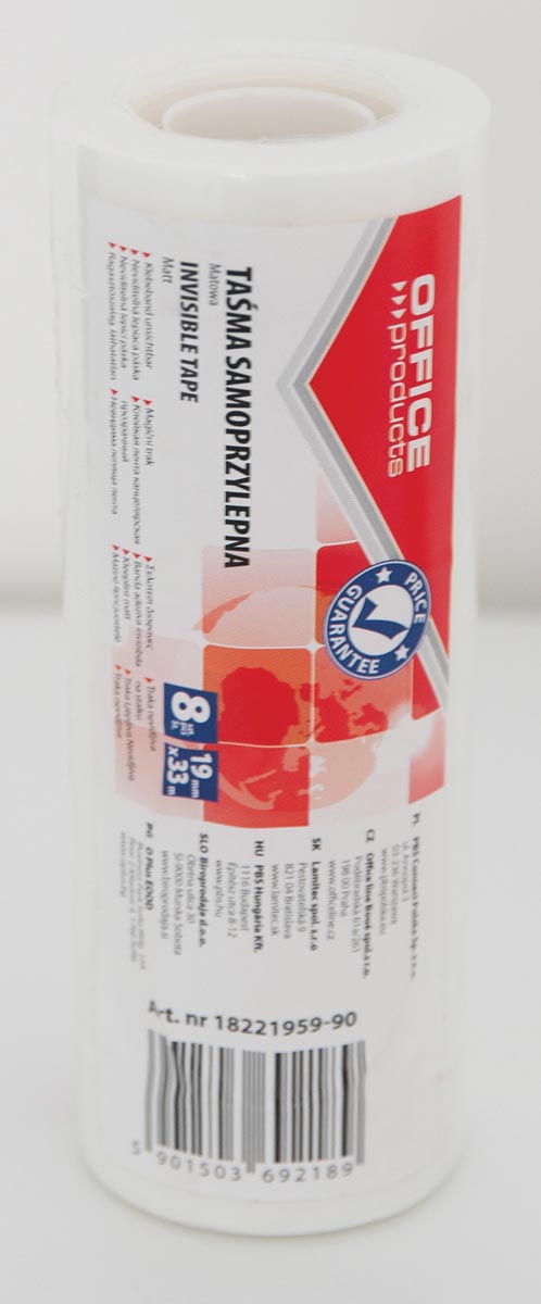 OFFICE products plakband, ft 19 mm x 33 m, mat, pak van 8 stuk afbeelding