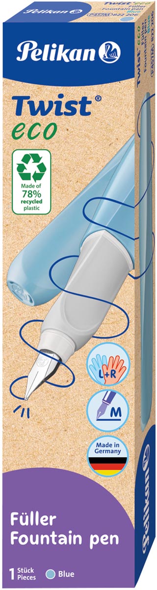 Pelikan Twist vulpen Eco, met vulling, blauw Pelikan Twist vulpen Eco, met vulling, blauw