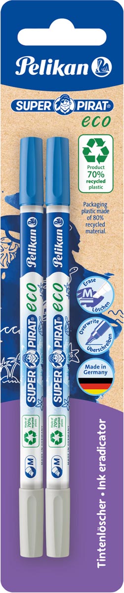 Pelikan Super Pirat Eco inktuitwisser, blister van 2 stuks Pelikan Super Pirat Eco inktuitwisser, blister van 2 stuks