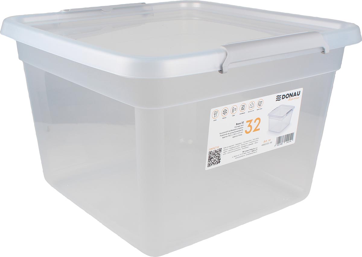 DONAU Home opbergdoos, 32 liter, transparant