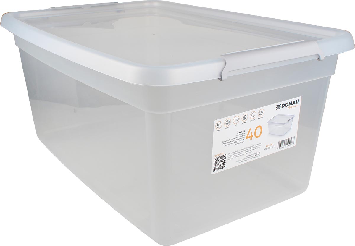 DONAU Home opbergdoos, 40 liter, transparant