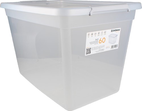 DONAU Home boîte de rangement, 60 litres, transparent