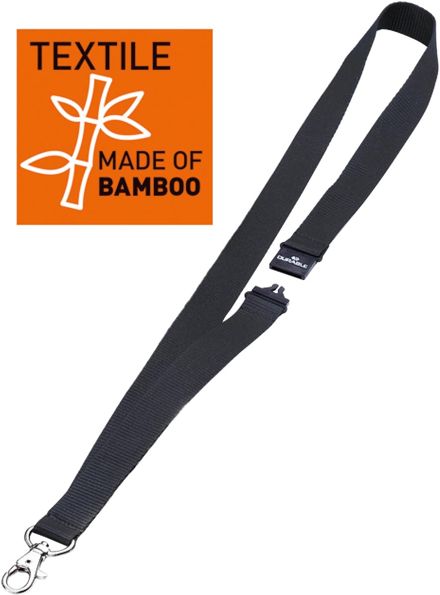 Durable textielkoord 20 ECO met karabijnhaak, zwart, pak van 10 stuks afbeelding