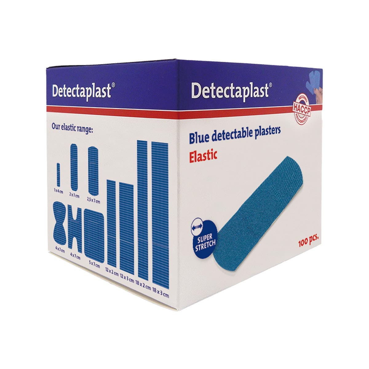 Detectaplast Elastic textielpleister, ft 19 x 72 mm, pak van 100 stuks Detectaplast Elastic textielpleister, ft 19 x 72 mm, pak van 100 stuks