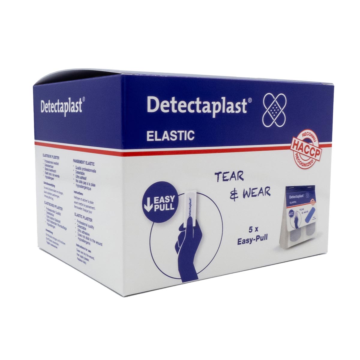 Detectaplast Tear & Wear Elastic Easy-Pull, ft 25 x 72 mm, 5 x 36 stuks Detectaplast Tear & Wear Elastic Easy-Pull, ft 25 x 72 mm, 5 x 36 stuks