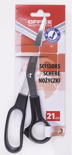 OFFICE products schaar, 21 cm, zwart, op blister afbeelding