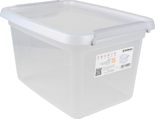DONAU Home opbergdoos, 15 liter, transparant
