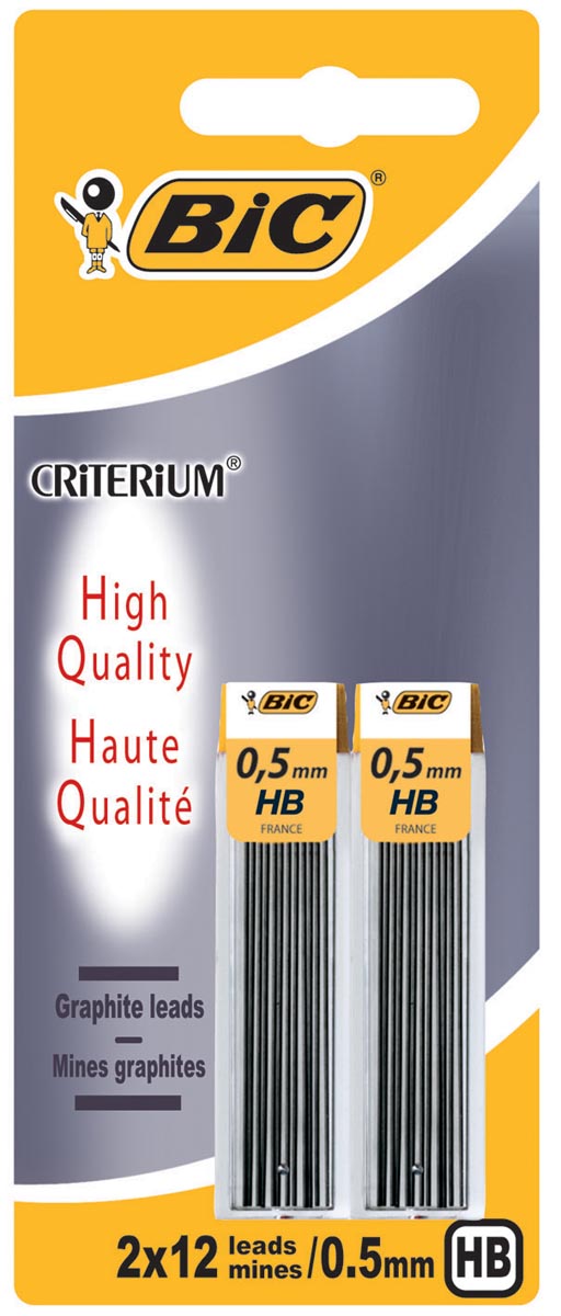 Bic Criterium potloodstiften, 0,5 mm, HB, blister van 2 etuis van 12 stuks afbeelding