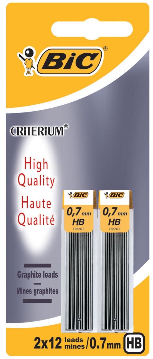 Bic Criterium potloodstiften, 0,7 mm, HB, blister van 2 etuis van 12 stuks afbeelding