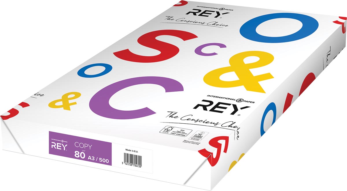 Rey Copy printpapier ft A3, 80 g, pak van 500 vel