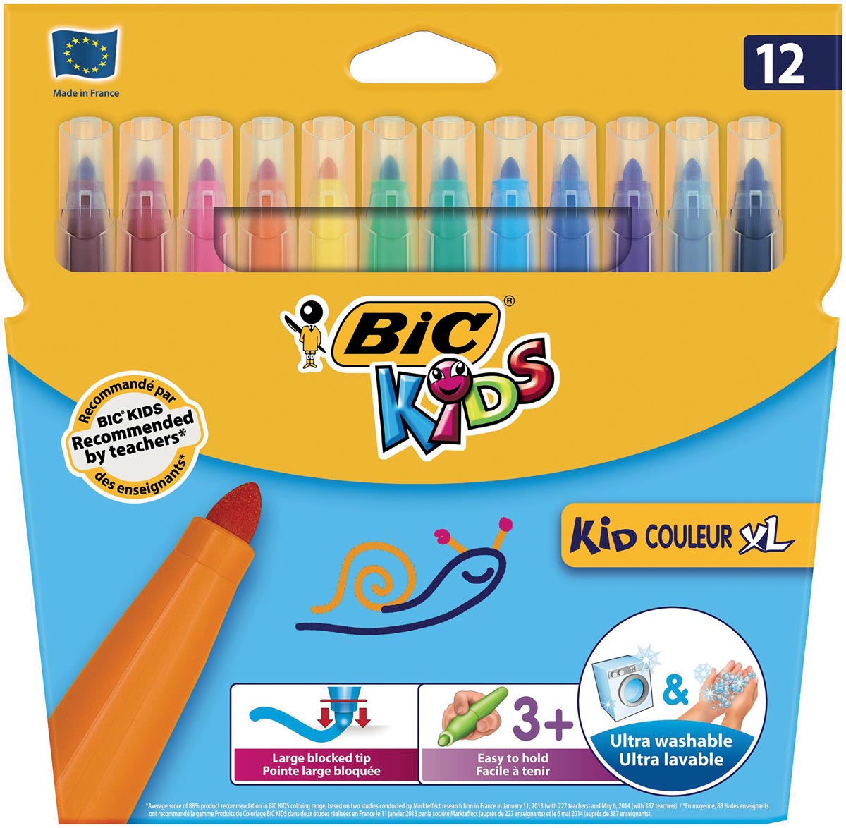 Bic Kids Kid Couleur XL viltstiften, etui met 12 stuks
