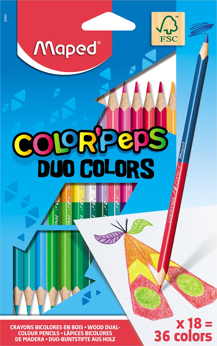 Maped kleurpotlood Color&apos;Peps Duo, blister met 18 stuks afbeelding