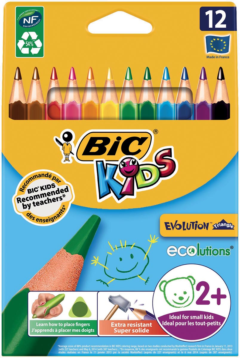 Bic kleurpotlood Ecolutions Evolution Triangle 12 potloden in een kartonnen etui afbeelding