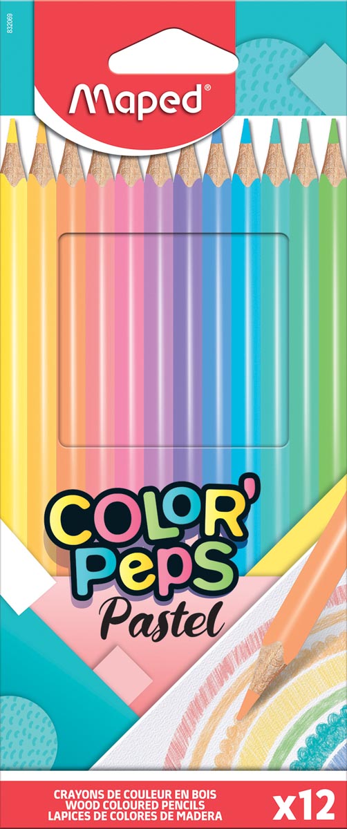Maped kleurpotlood Color&apos;Peps Pastel, 12 potloden in een kartonnen etui afbeelding