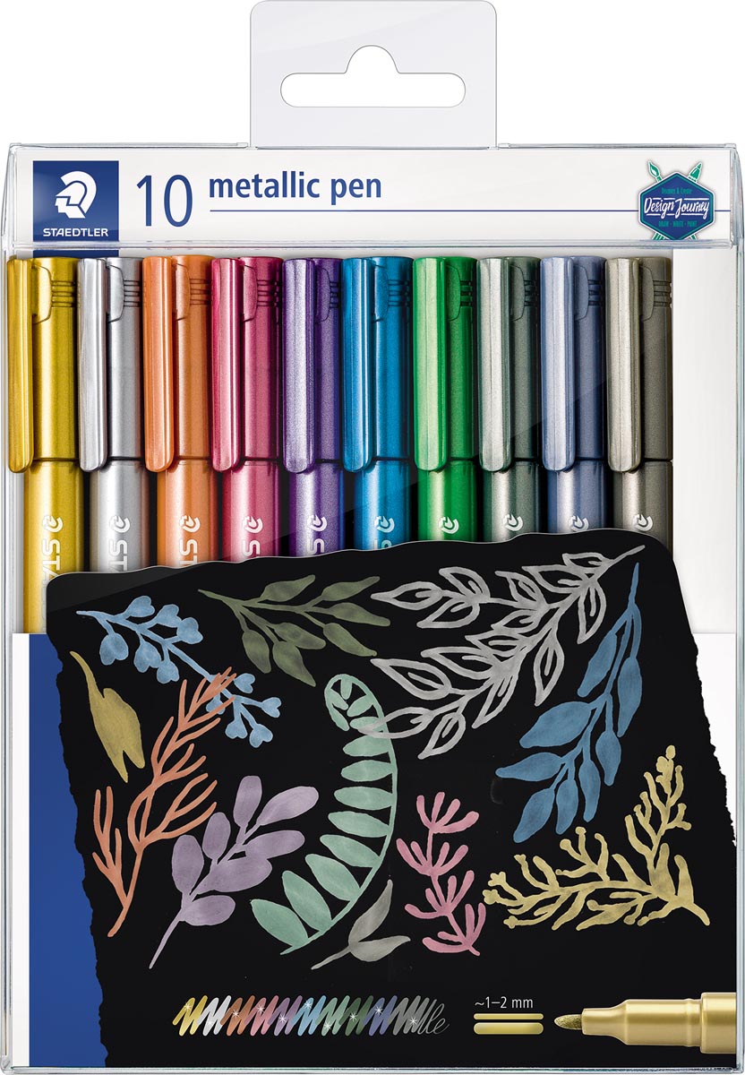 Staedtler marker Metallic 8323, etui van 10 stuks in geassorteerde kleuren Staedtler marker Metallic 8323, etui van 10 stuks in geassorteerde kleuren