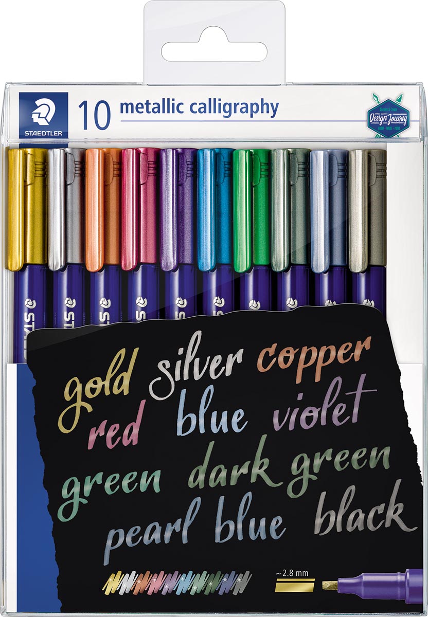 Staedtler kalligrafiepen Metallic 8325, etui van 10 stuks in geassorteerde kleuren afbeelding