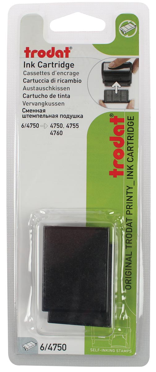 Trodat vervangkussen zwart, voor stempel 4750/4755, blister 2 stuks afbeelding