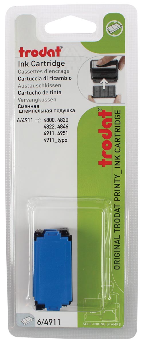 Trodat vervangkussen blauw, voor stempel 4911/4820/4822/4846, blister met 2 stuks afbeelding
