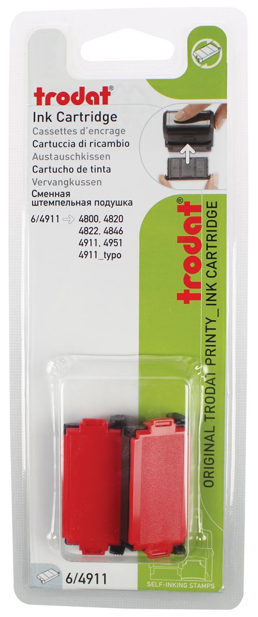 Trodat vervangkussen rood, voor stempel 4911/4820/4822/4846, blister met 2 stuks afbeelding