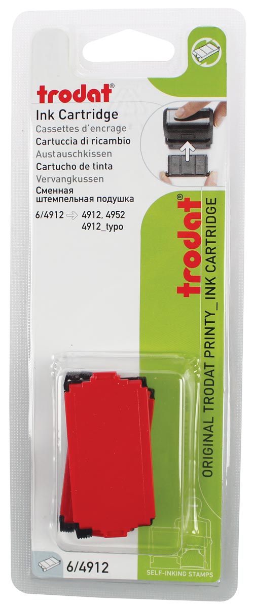 Trodat vervangkussen rood, voor stempel 4912, blister met 2 stuks afbeelding