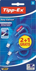 Tipp-Ex dérouleur de correction Easy Correct, blister de 3 pièces (2 + 1 gratuite)