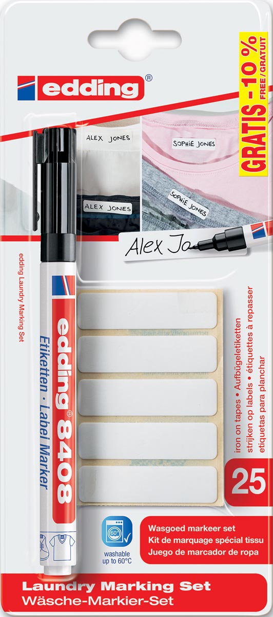 Edding wasgoedmarker 8408, op blister, 10% gratis