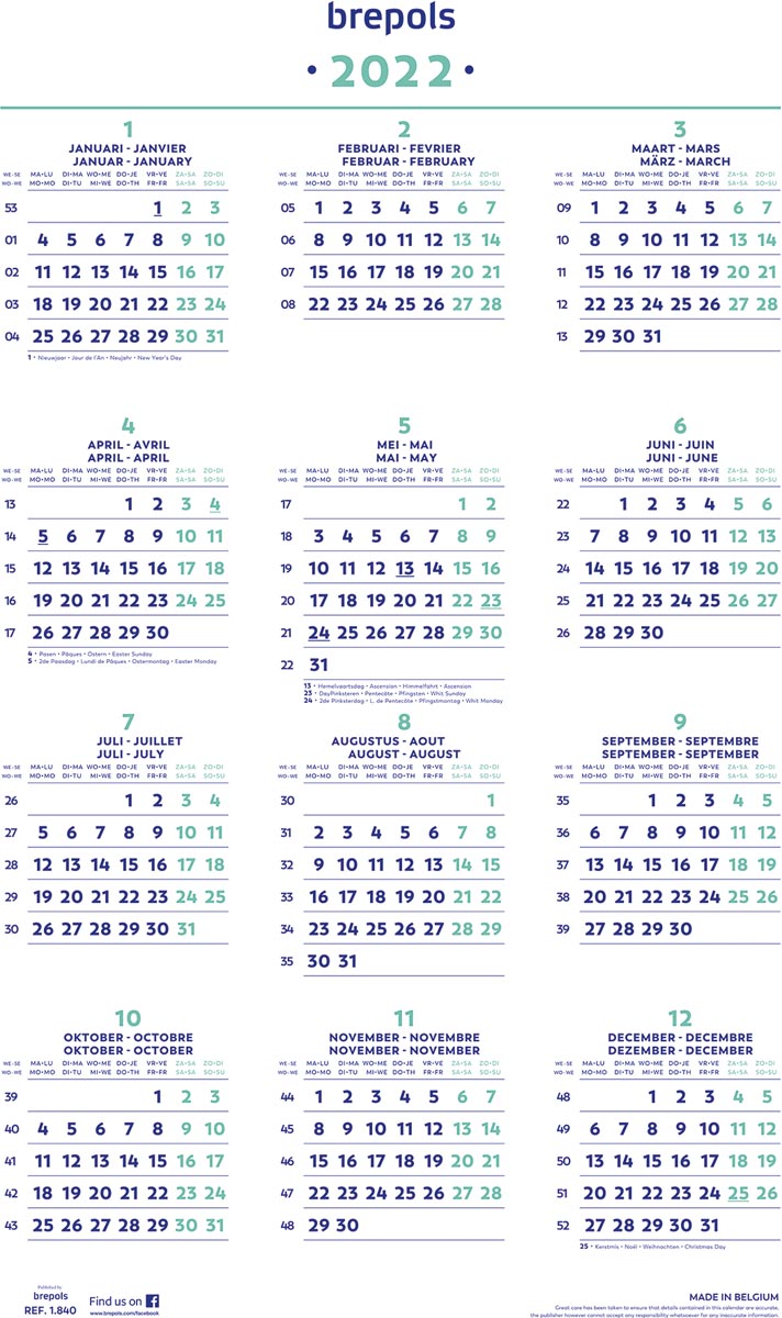 Brepols Jaarkalender, 2022 Brepols Jaarkalender, 2022