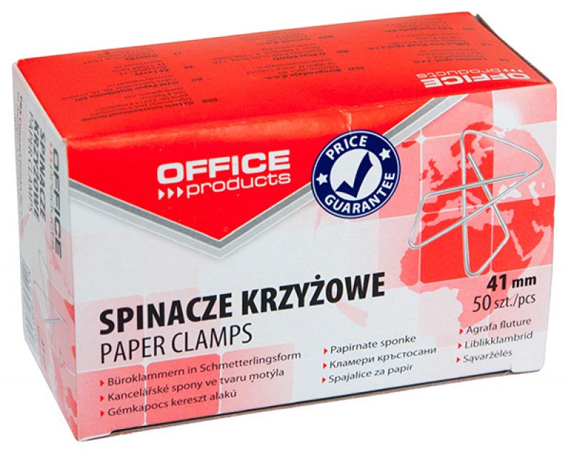 OFFICE products vlinderklemmen, 41 mm, gegalvaniseerd, doos van 50 stuks