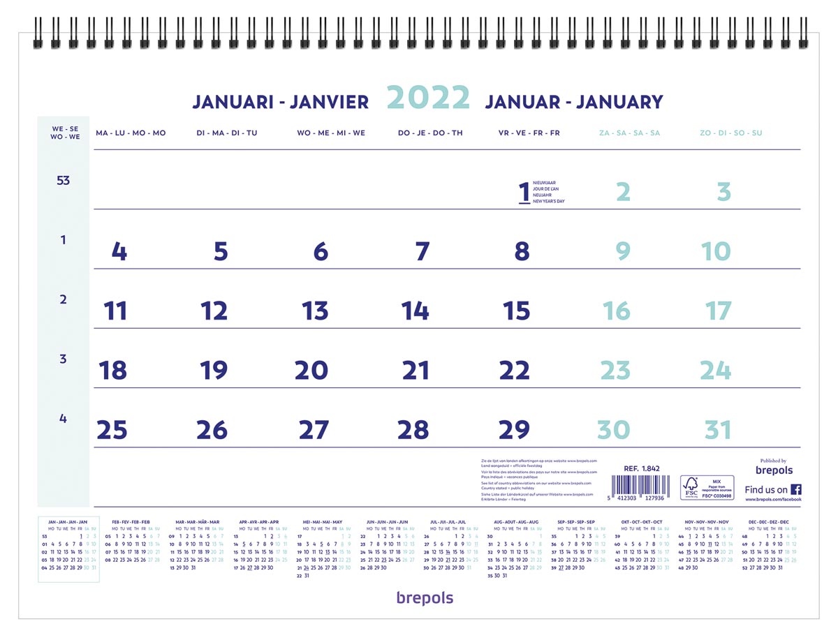 Brepols maandkalender, 2022 Brepols maandkalender, 2022