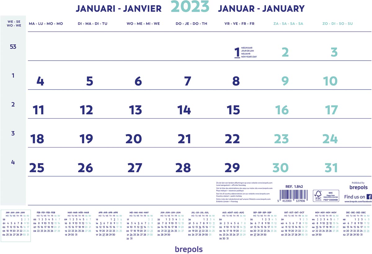 Brepols maandkalender, 2023 Brepols maandkalender, 2023
