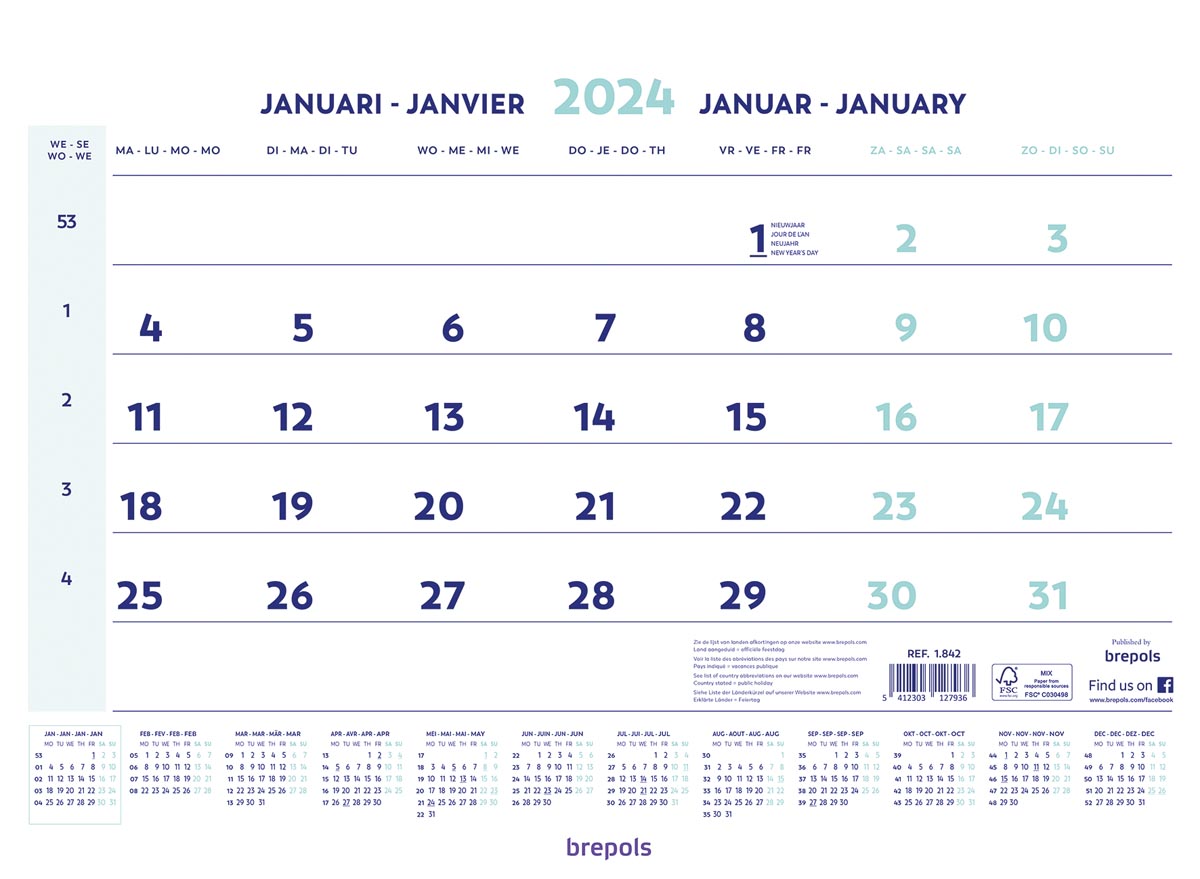 Brepols maandkalender, 2024 Brepols maandkalender, 2024