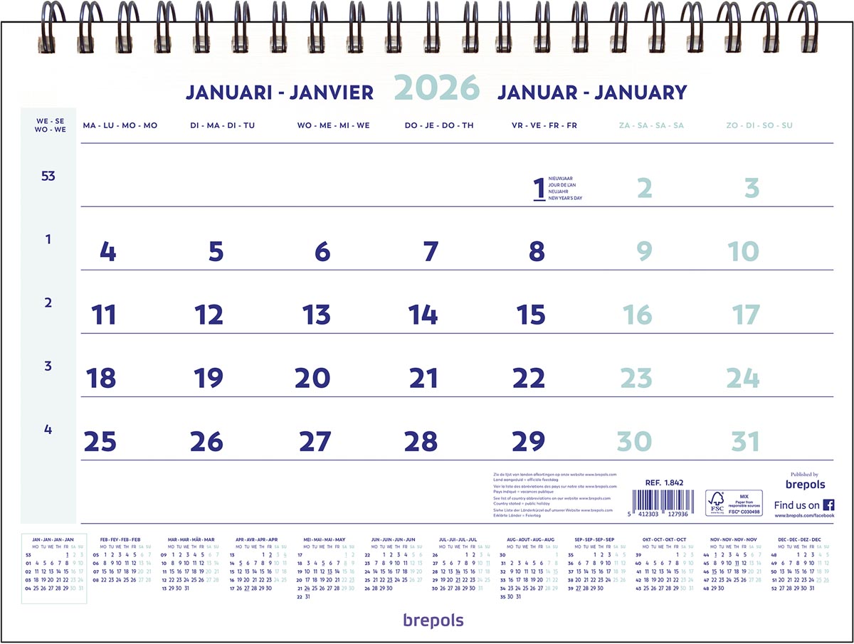 Brepols maandkalender, 2026