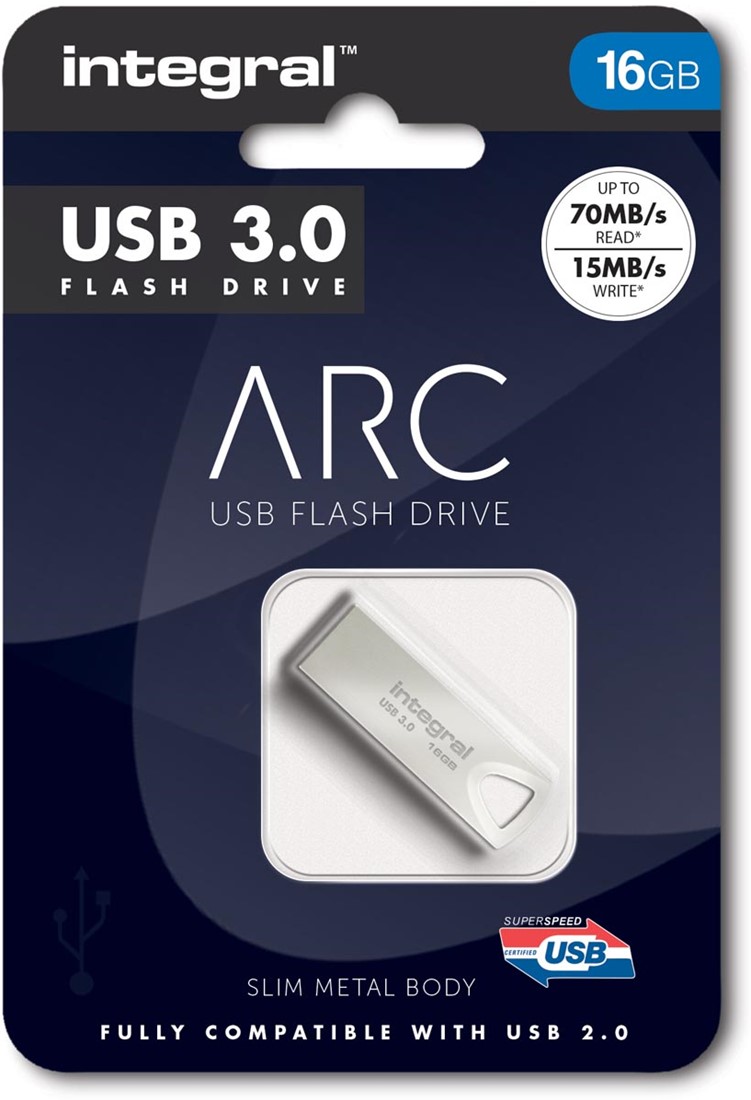 Larc Usb Integral ARC USB stick 3.0, 16 GB, zilver bij VindiQ Office