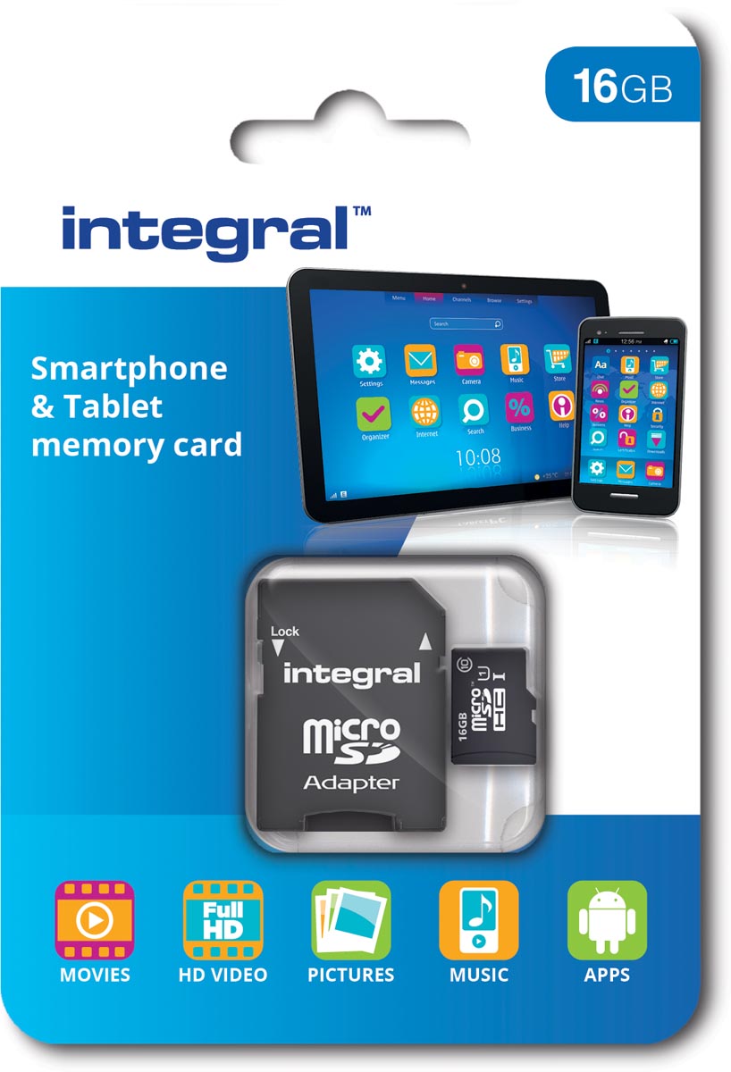 Integral Microsdhc Geheugenkaart Voor Smartphones En Tablets Klasse 10 16 Gb huismerk kopen in de aanbieding