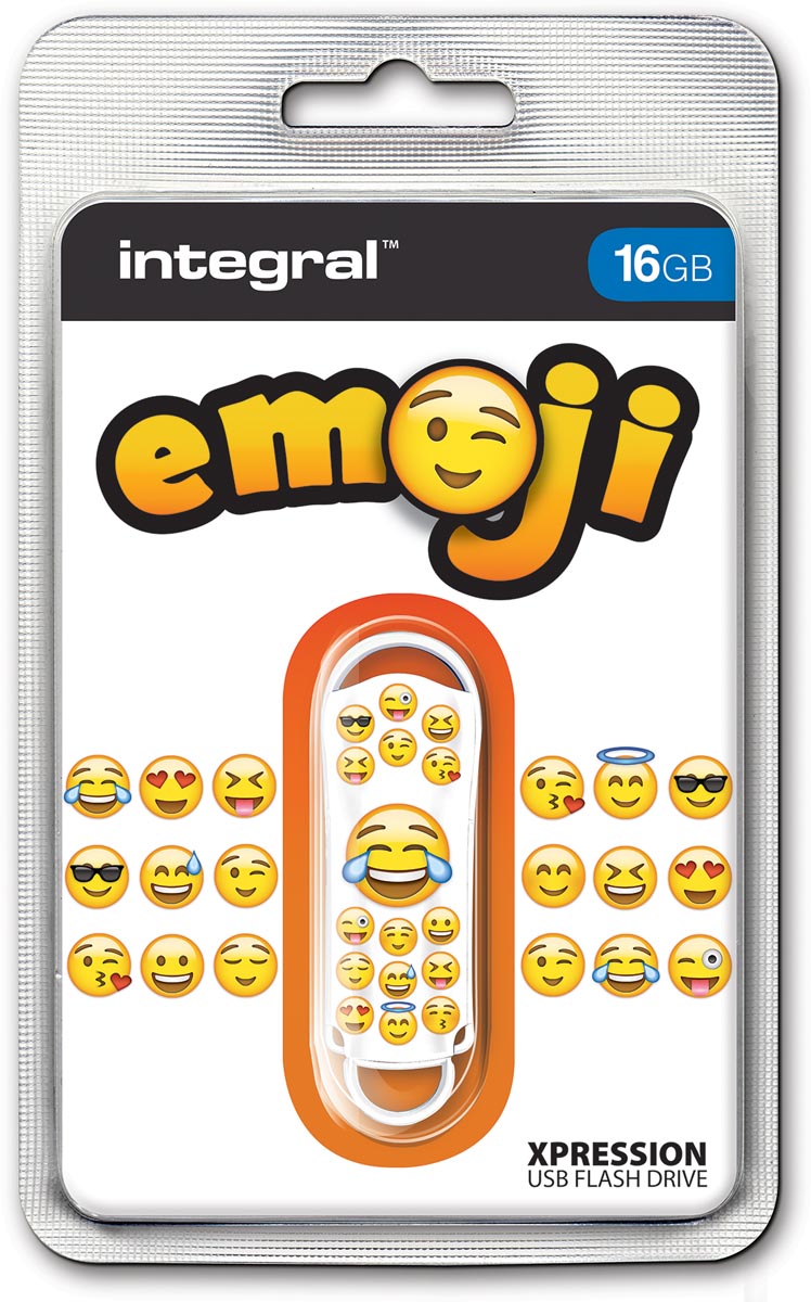 Integral Xpression Emoji USB 2.0 stick, 16 GB, wit