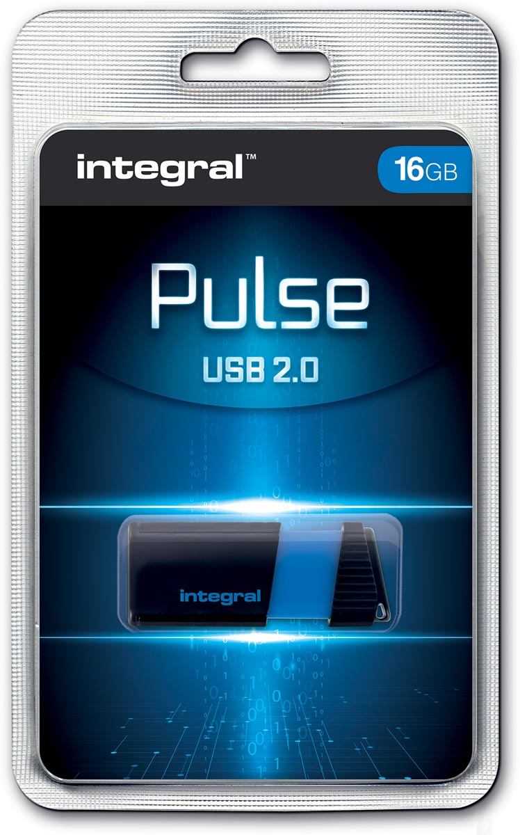 Integral Pulse USB 2.0 stick, 16 GB, zwart/blauw afbeelding