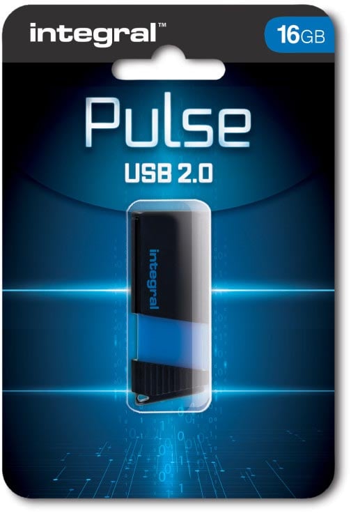 Integral Pulse USB 2.0 stick, 16 GB, zwart/blauw