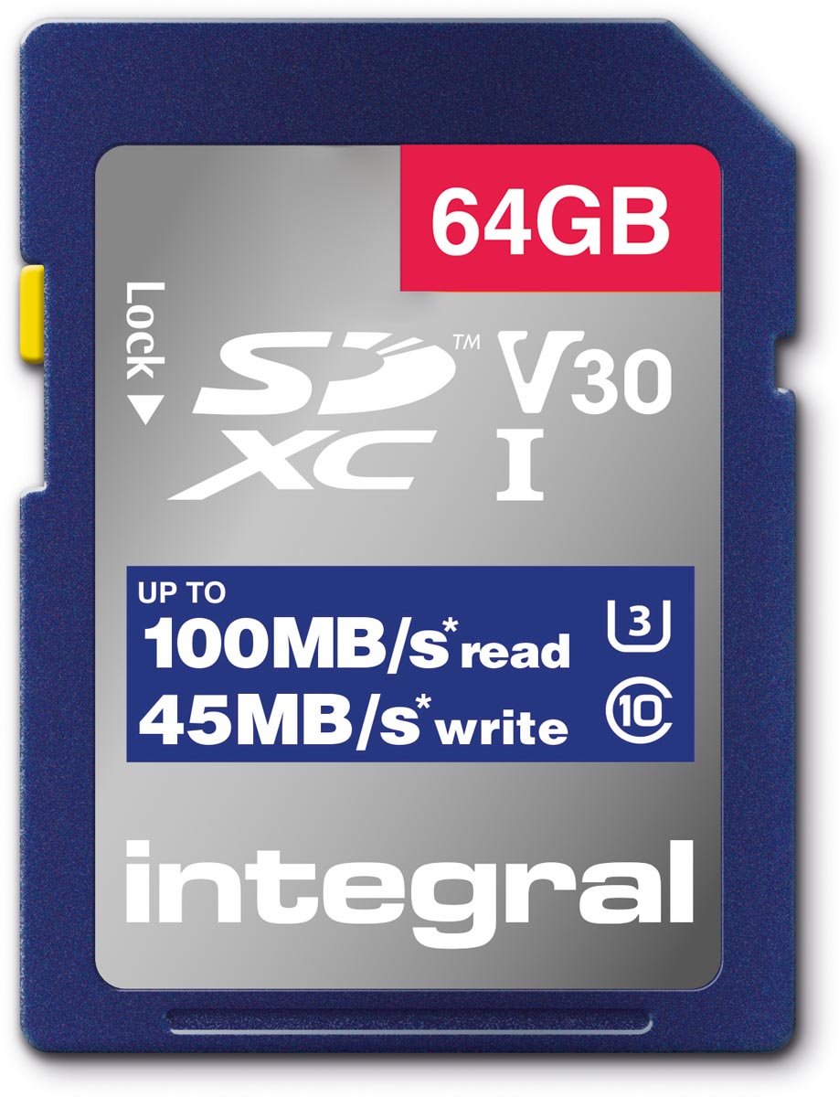 Integral geheugenkaart SDXC V30, 64 GB