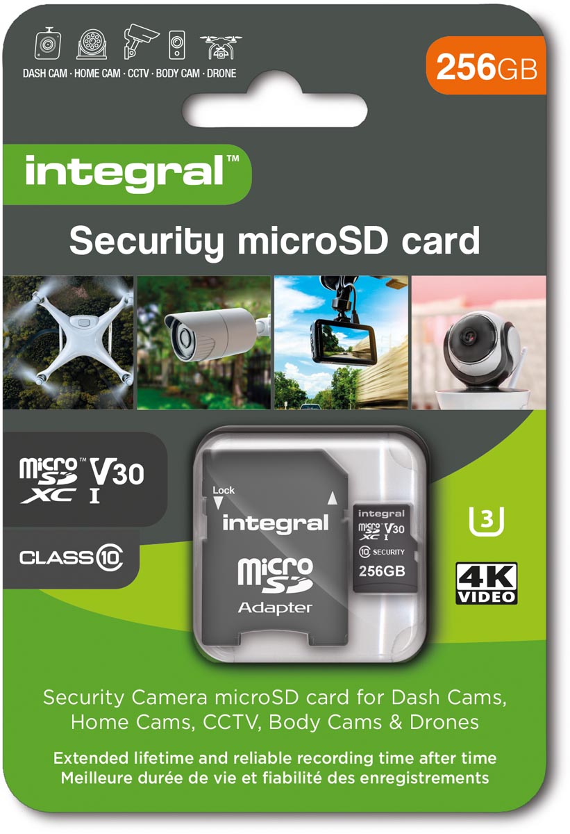 Integral Security microSDXC geheugenkaart, Class 10 V30 , 256 GB afbeelding
