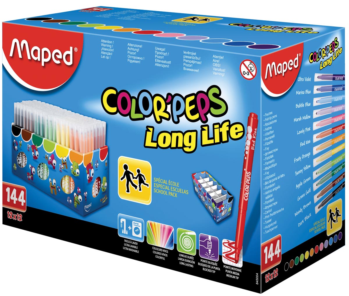 Maped Viltstift Color&apos;Peps 144 stiften in een kartonnen doos (classpack) afbeelding