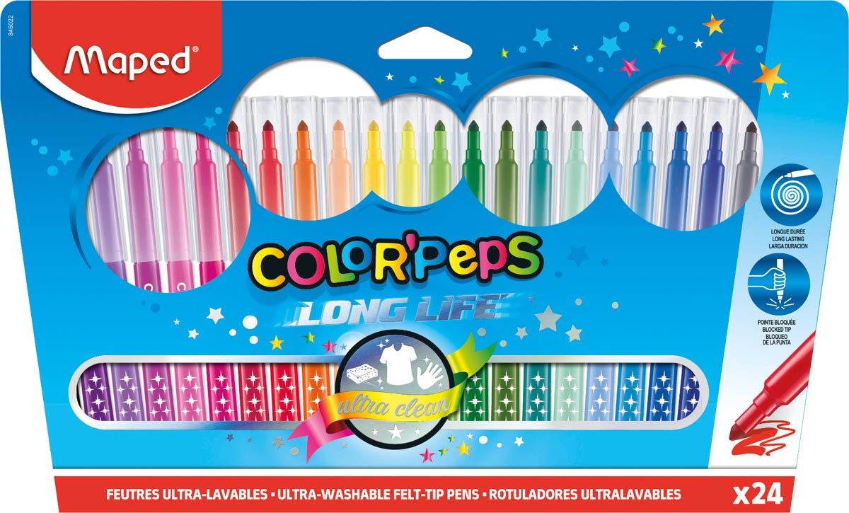 Maped Viltstift Color&apos;Peps 24 stiften in een kartonnen etui afbeelding