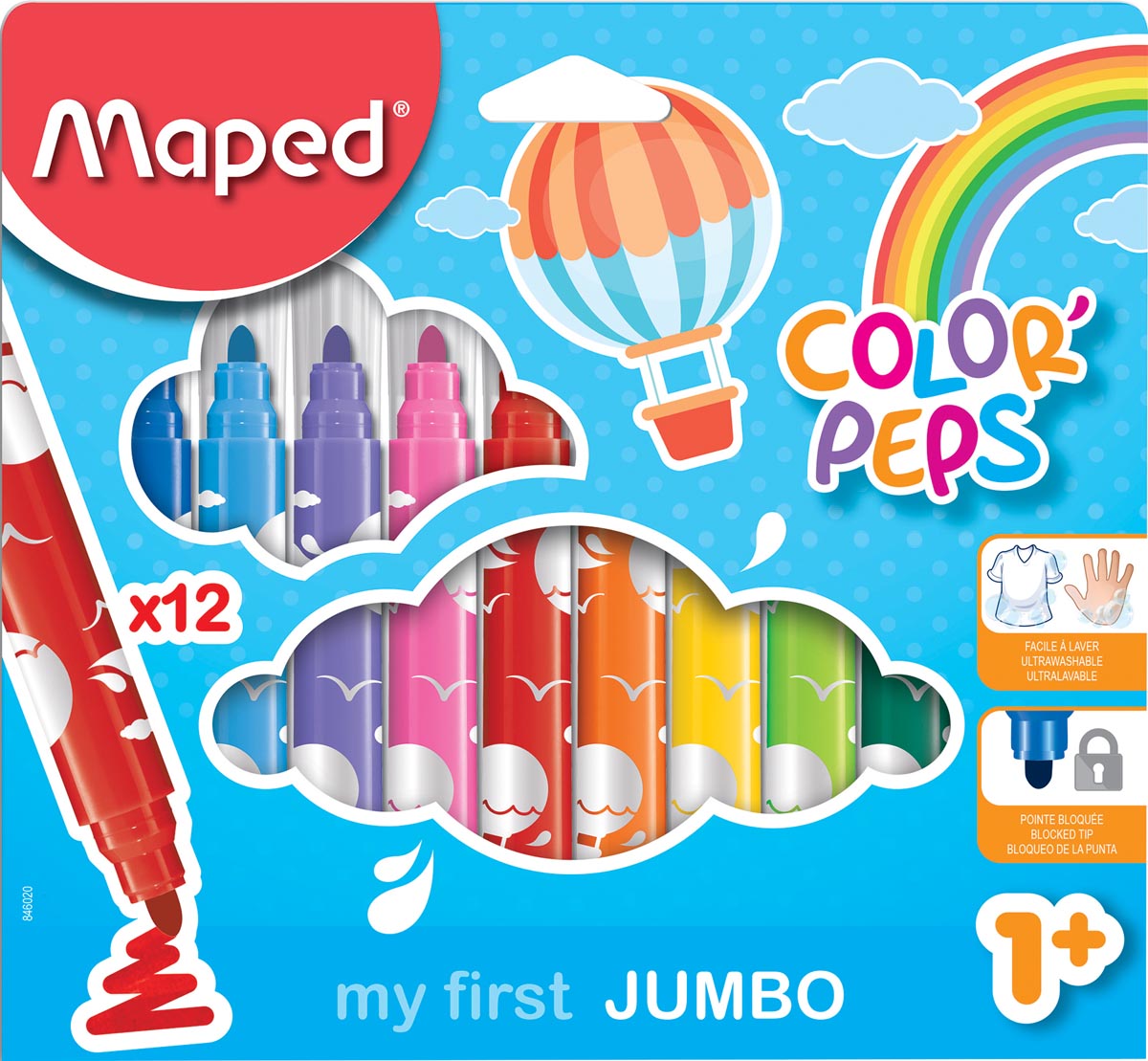 Maped viltstift Color&apos;Peps Jumbo Early Age, etui van 12 stuks, assorti afbeelding